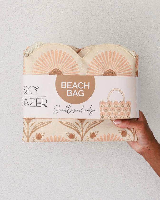 Scalloped Edge Beach Bag (Rosebud Cream)