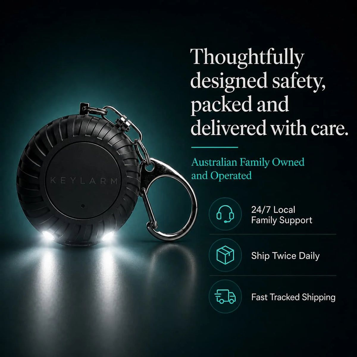 Keylarm Personal Safety Alarm & Light (Stealth Black)