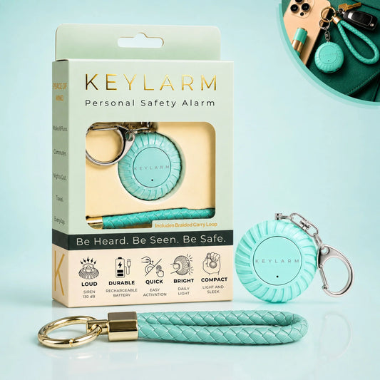 Keylarm Personal Safety Alarm & Light (Mist Teal)