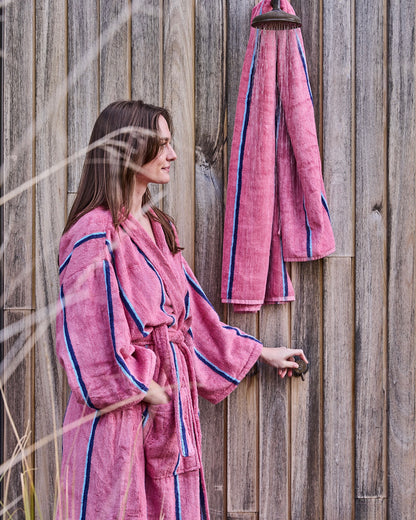 Blushing Stripe Bamboo Terry Bath Robe
