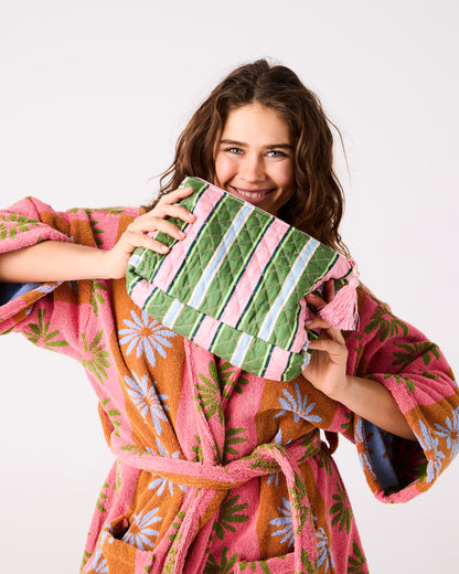 Quilted Cotton Toiletry Purse (Cactus Stripe)