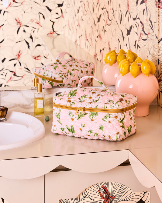 Quilted Cotton Toiletry Case (Sweet Daisy)