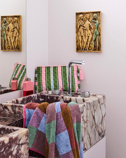 Quilted Cotton Toiletry Purse (Cactus Stripe)