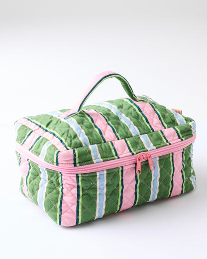 Quilted Cotton Toiletry Case (Cactus Stripe)