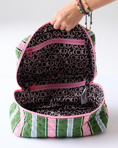 Quilted Cotton Toiletry Case (Cactus Stripe)