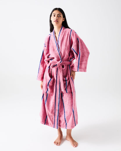 Blushing Stripe Bamboo Terry Bath Robe