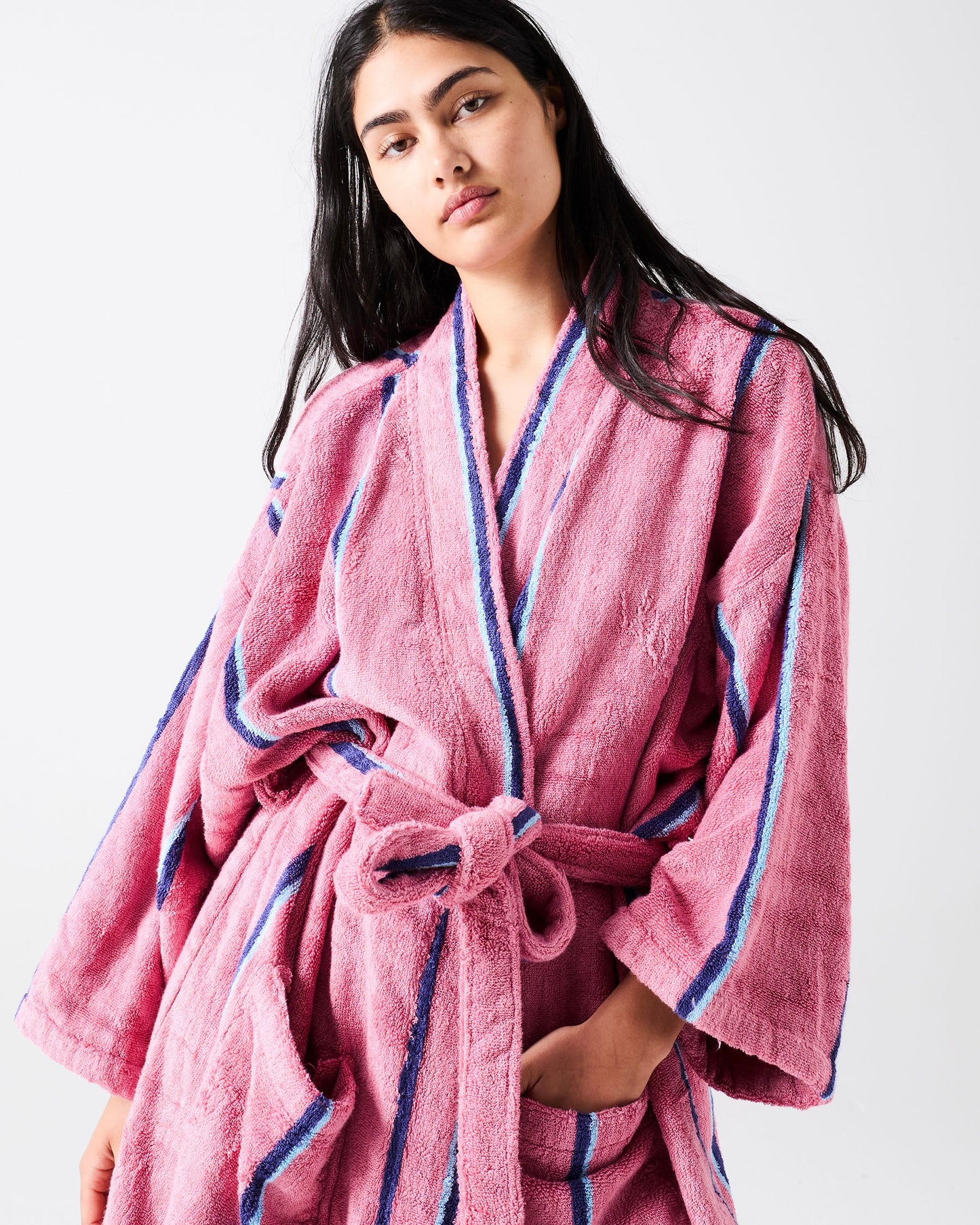 Blushing Stripe Bamboo Terry Bath Robe
