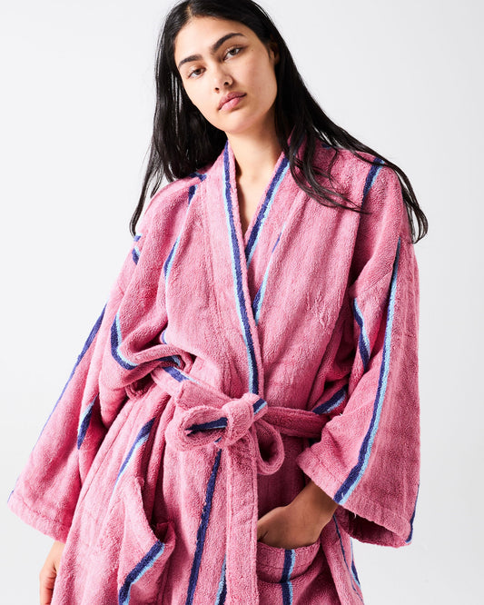 Blushing Stripe Bamboo Terry Bath Robe