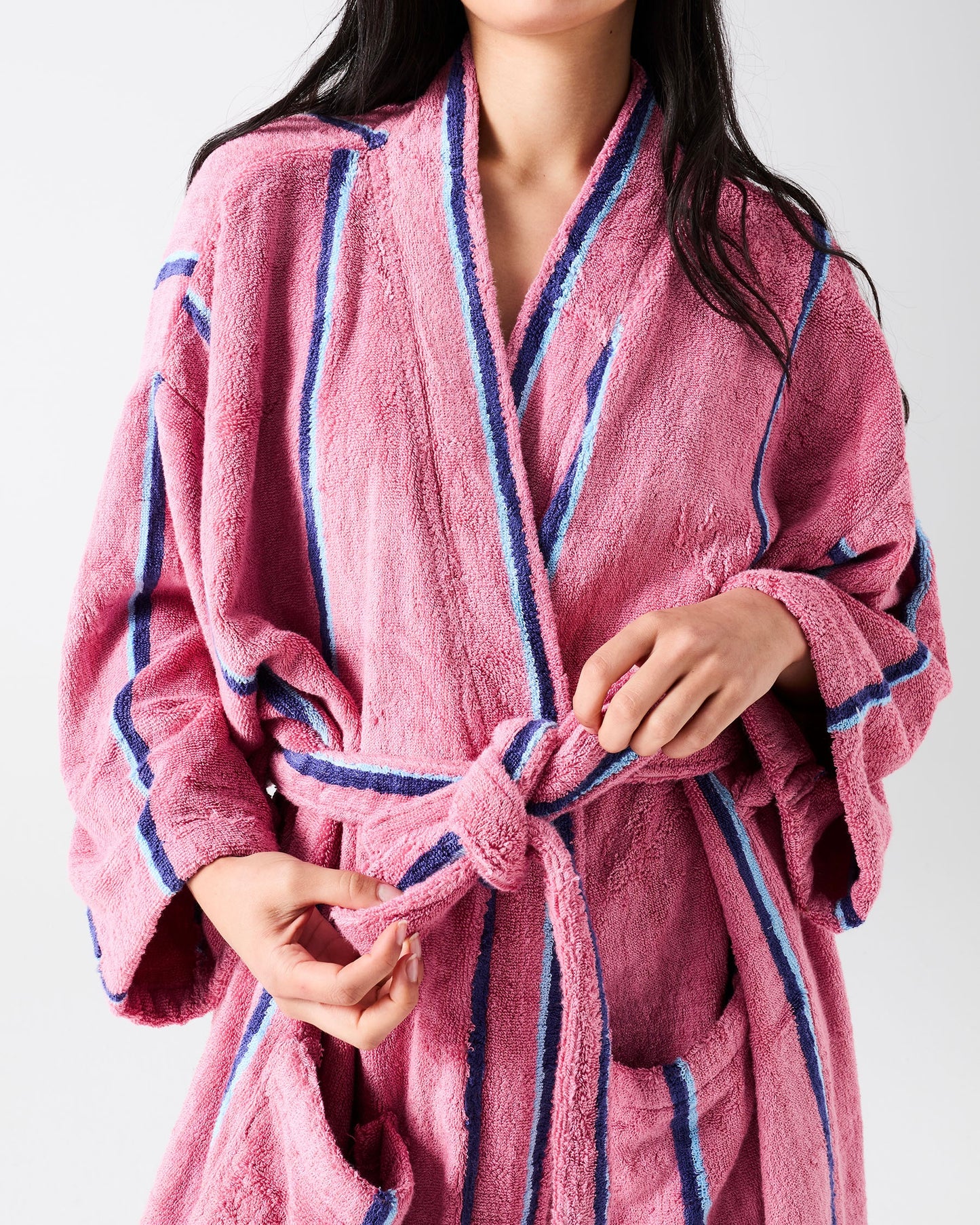 Blushing Stripe Bamboo Terry Bath Robe