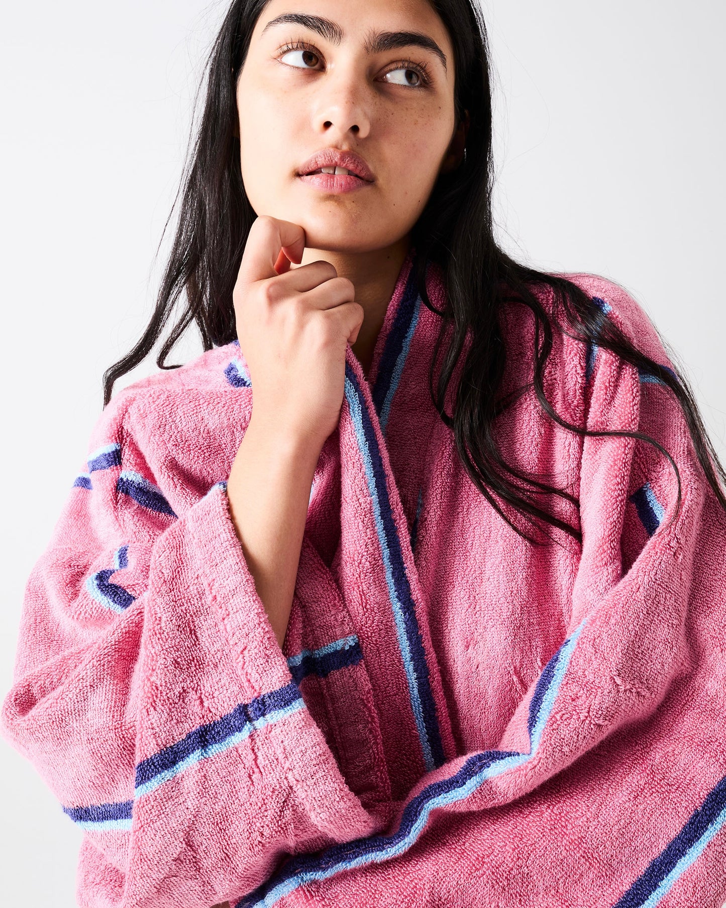 Blushing Stripe Bamboo Terry Bath Robe