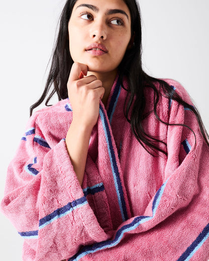 Blushing Stripe Bamboo Terry Bath Robe