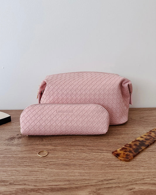 Lucinda Jayne Woven Makeup Bag Set (Pink)