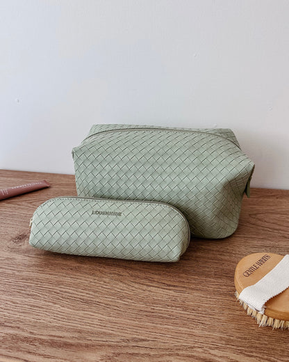 Lucinda Jayne Woven Makeup Bag Set (Sage Green)