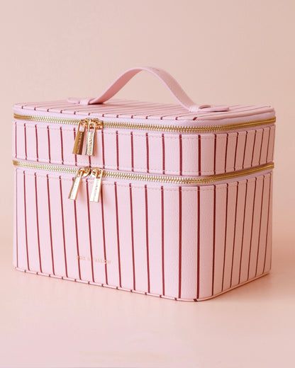Classic Vanity Case (Rosé Pinstripe)