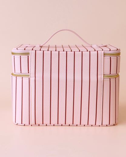 Classic Vanity Case (Rosé Pinstripe)