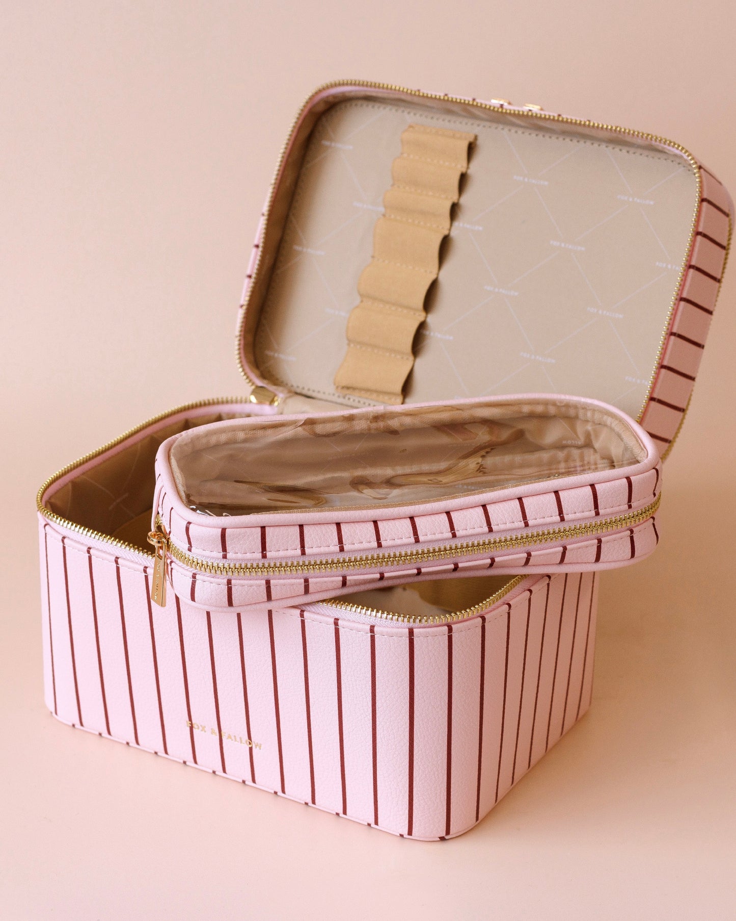 Classic Vanity Case (Rosé Pinstripe)