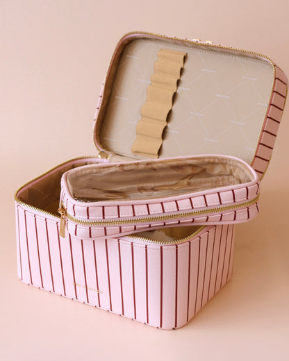 Classic Vanity Case (Rosé Pinstripe)