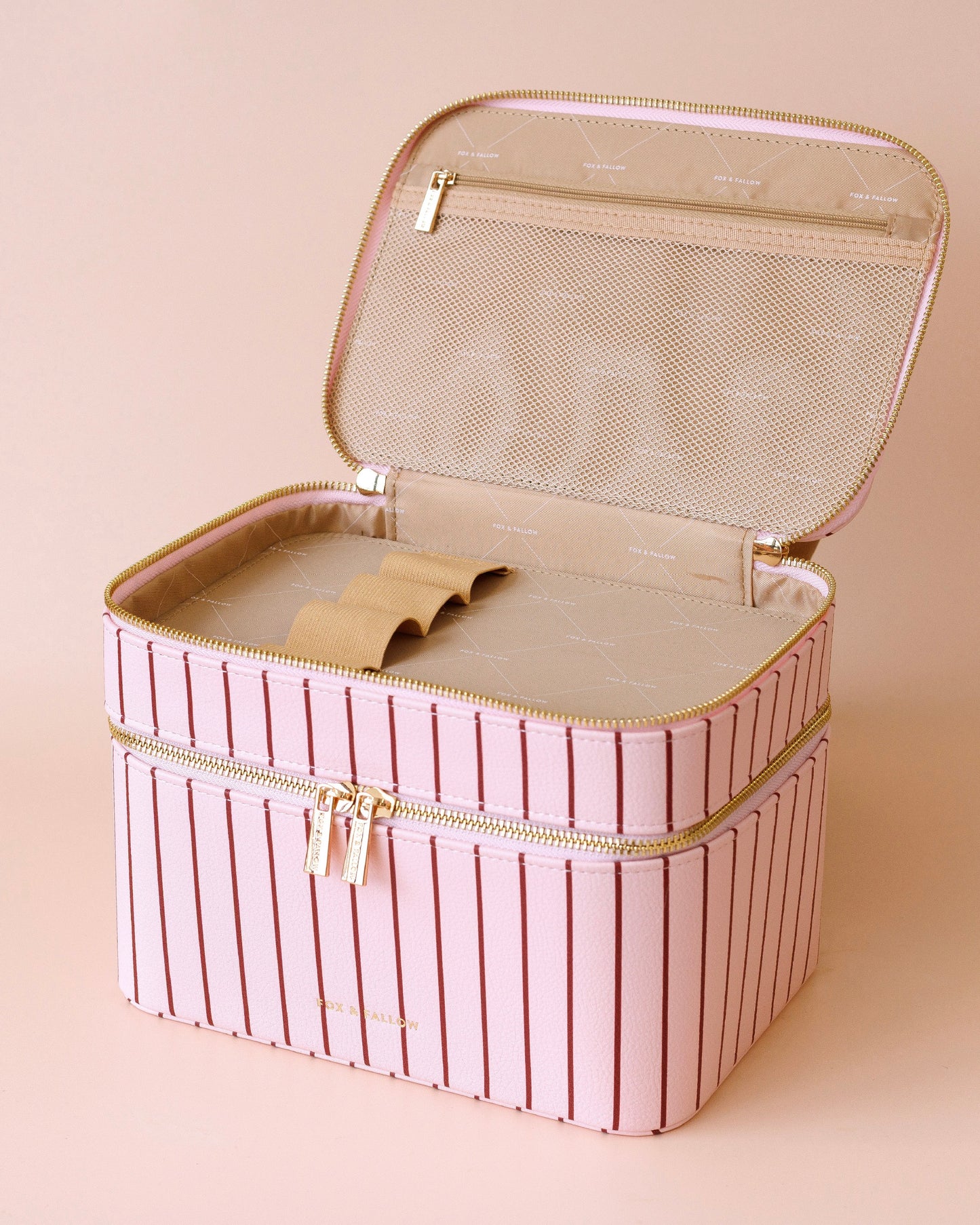 Classic Vanity Case (Rosé Pinstripe)