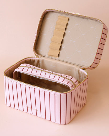 Classic Vanity Case (Rosé Pinstripe)