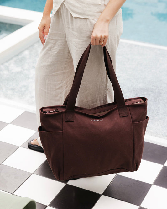 Charlotte Canvas Tote Bag (Chocolate)