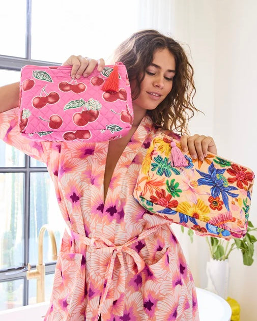 Quilted Cotton Toiletry Purse (Cherry Blossom)