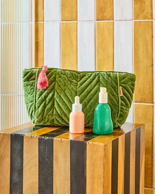 Velvet Toiletry Bag (Moss)