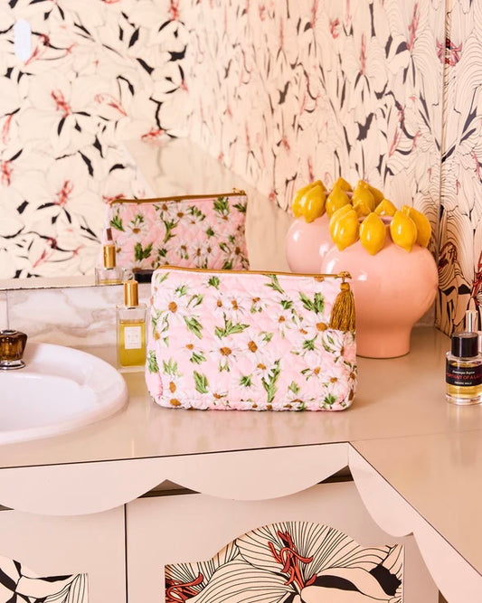 Quilted Cotton Toiletry Purse (Sweet Daisy)