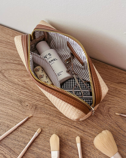 Brianna Makeup Bag & Brush Set (Tan)
