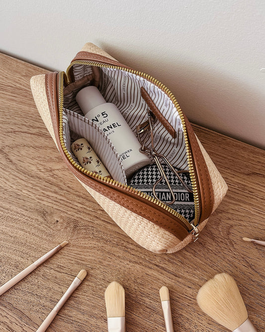 Brianna Makeup Bag & Brush Set (Tan)