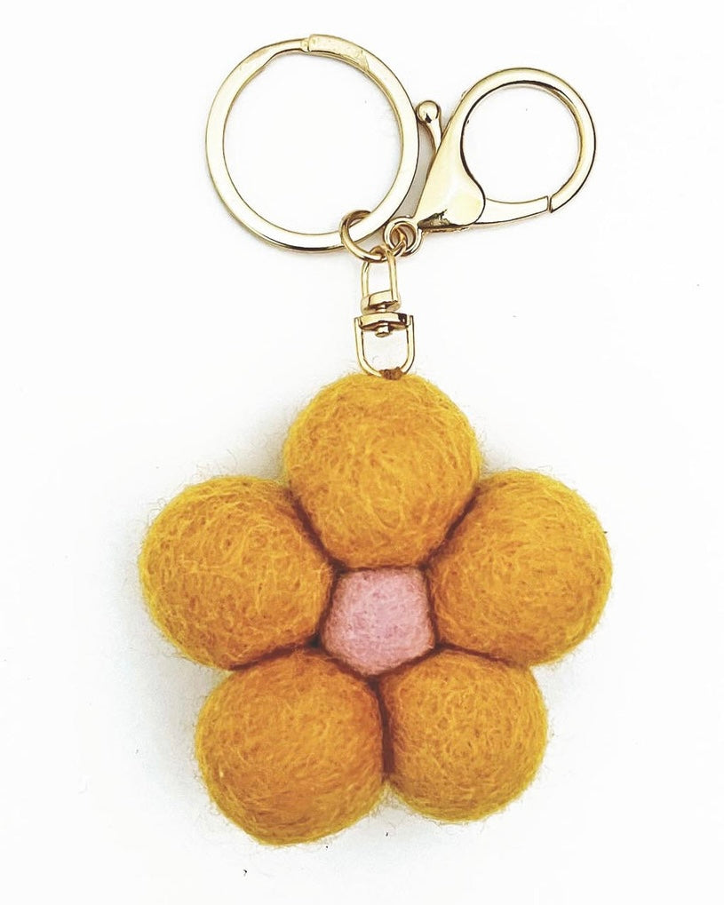 Felt Flower Key Ring (Yellow)