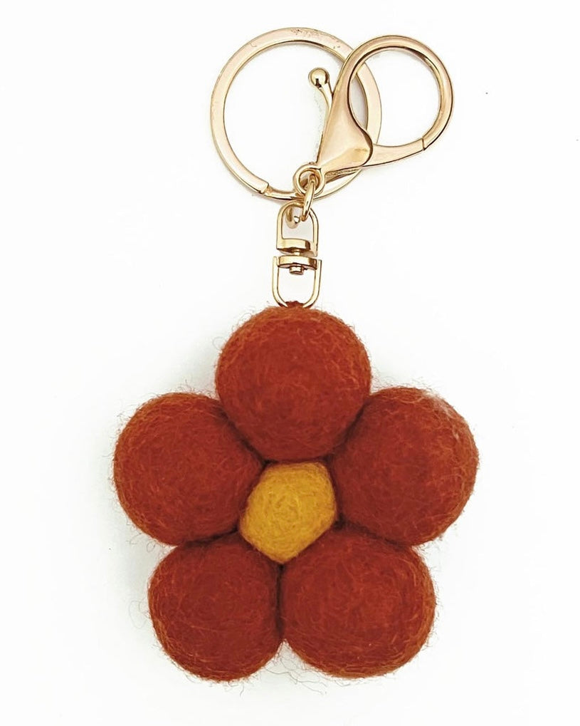 Felt Flower Key Ring (Red)