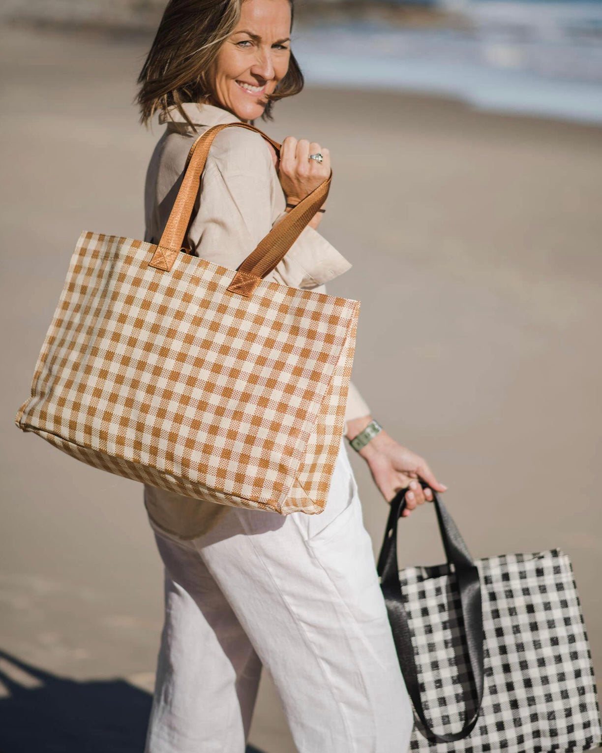 Simpson Beach/Carry All/Shopper Bag (Black/Cream), louenhide, beach bag, tote bag, shopper bag