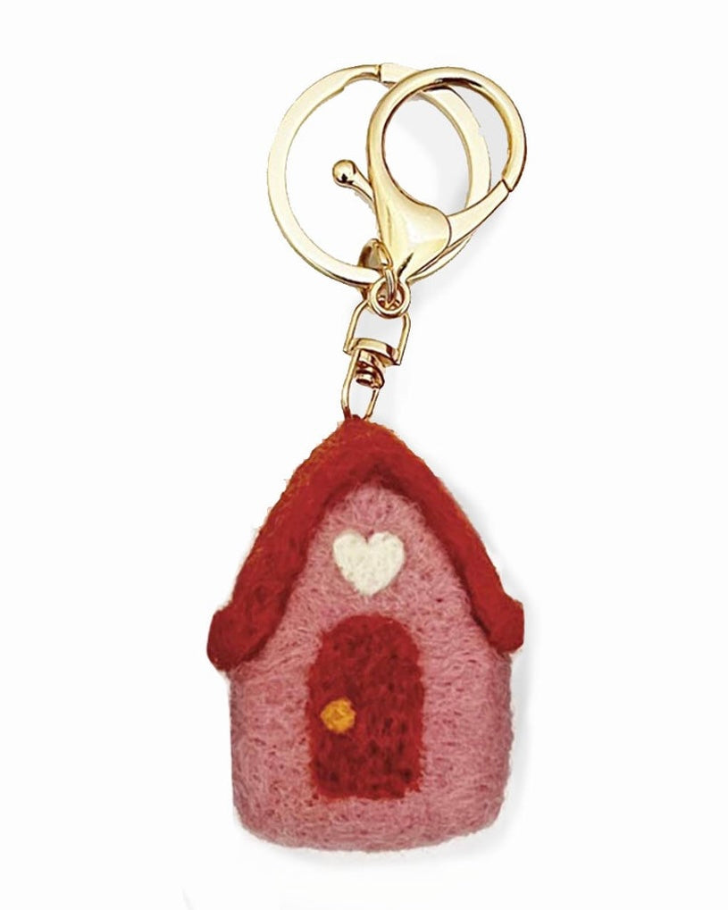 Felt House Key Ring (Pink)