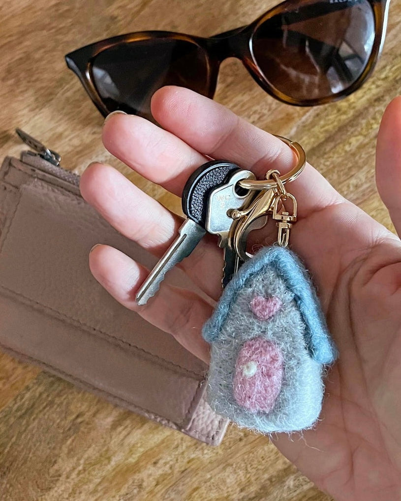 Felt House Key Ring (Blue)