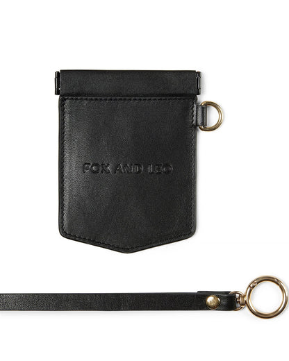 fox and leo, pocket rocket, leather purse, leather wallet, card holder, black