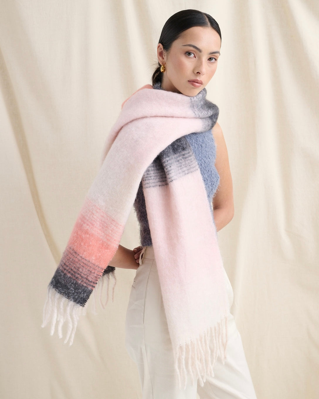 fluffy scarf, winter scarf, angels whisper