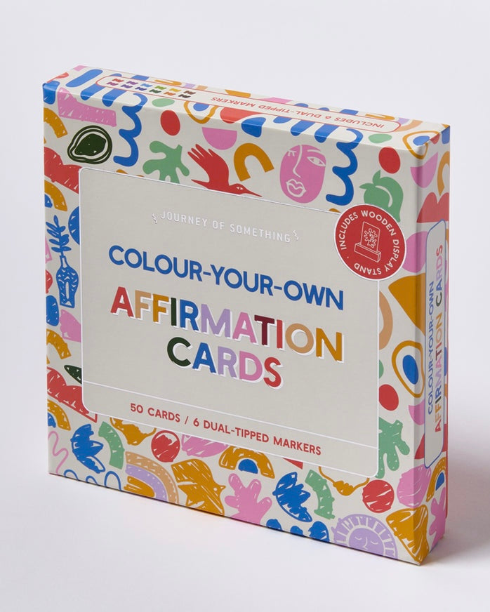 journey of something, colour your own affirmation cards, affirmation cards