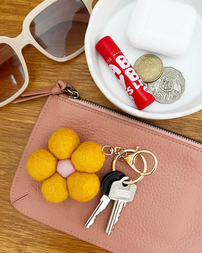 Felt Flower Key Ring (Yellow)