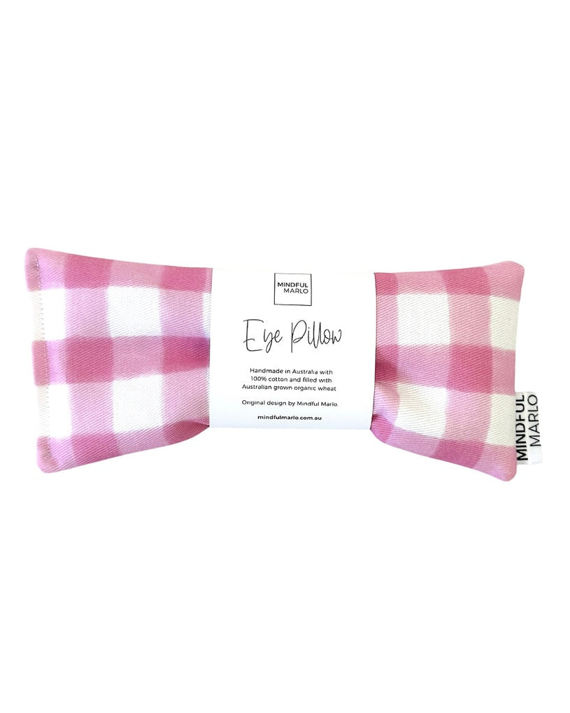 mindful marlo, eye pillow, heat pack, pink gingham