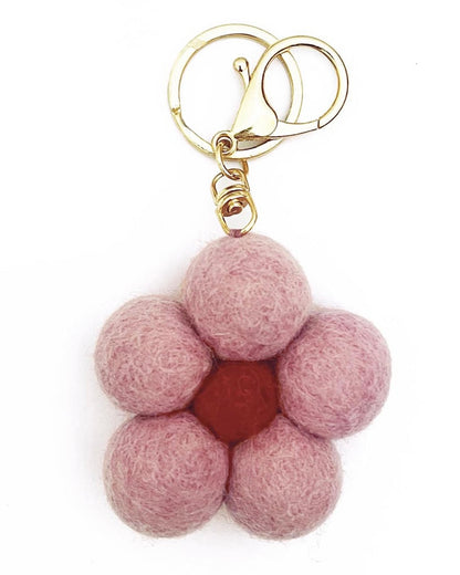 Felt Flower Key Ring (Pink)