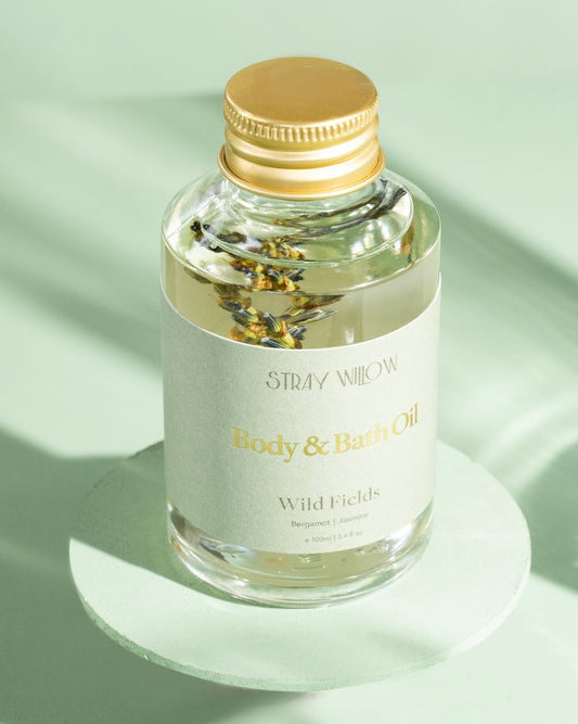 stray willow, bath & body oil, wild fields