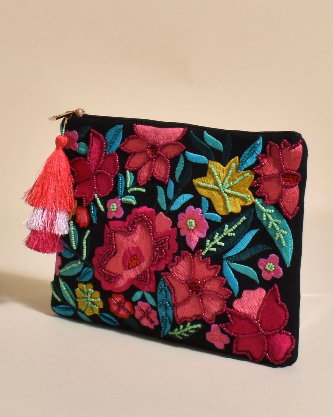 Stitched Floral Clutch