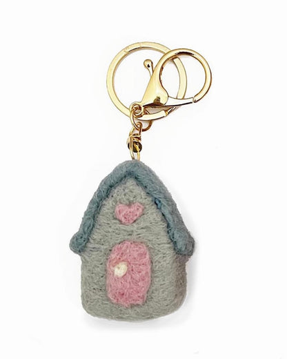 Felt House Key Ring (Blue)