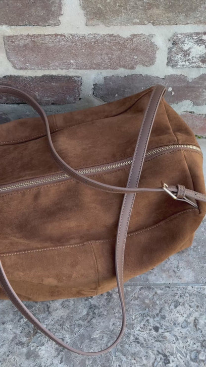 Marissa Shoulder Bag (Cognac Suedette)