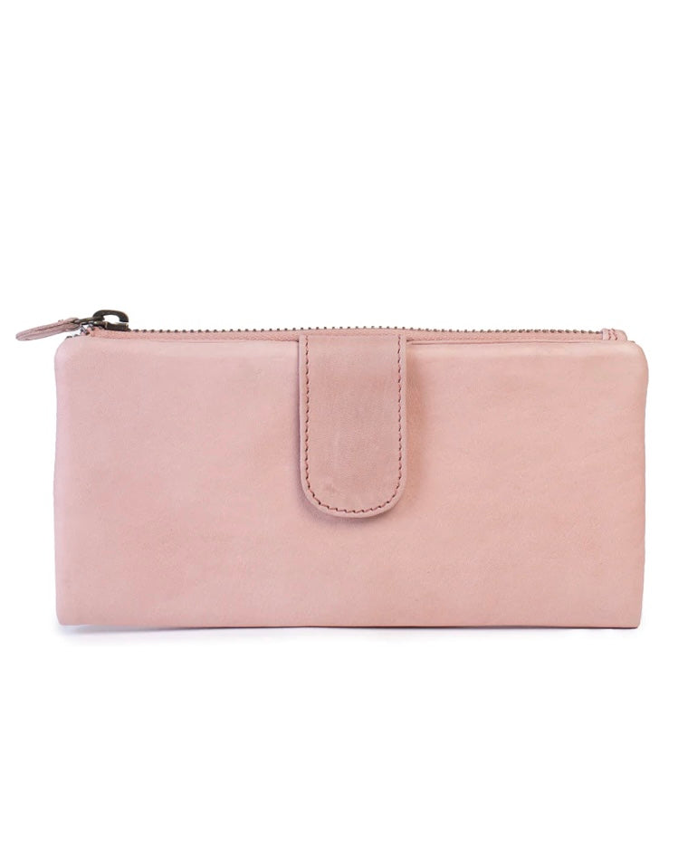 dusky robin, dusky robin leather, ava wallet, leather bag, bon maxie, wallet, purse, tan leather, dusky pink
