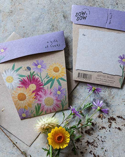 gift of seeds, native daisies, greeting card, sow n sow