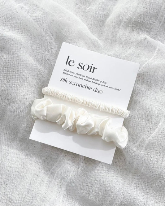Silk Scrunchie Duo- Ivory