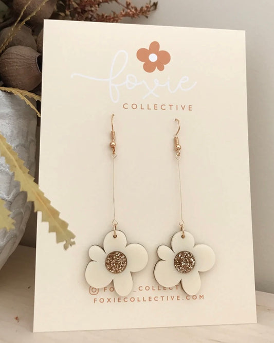 foxie collective, moon flower, dangles, earrings, acrylic