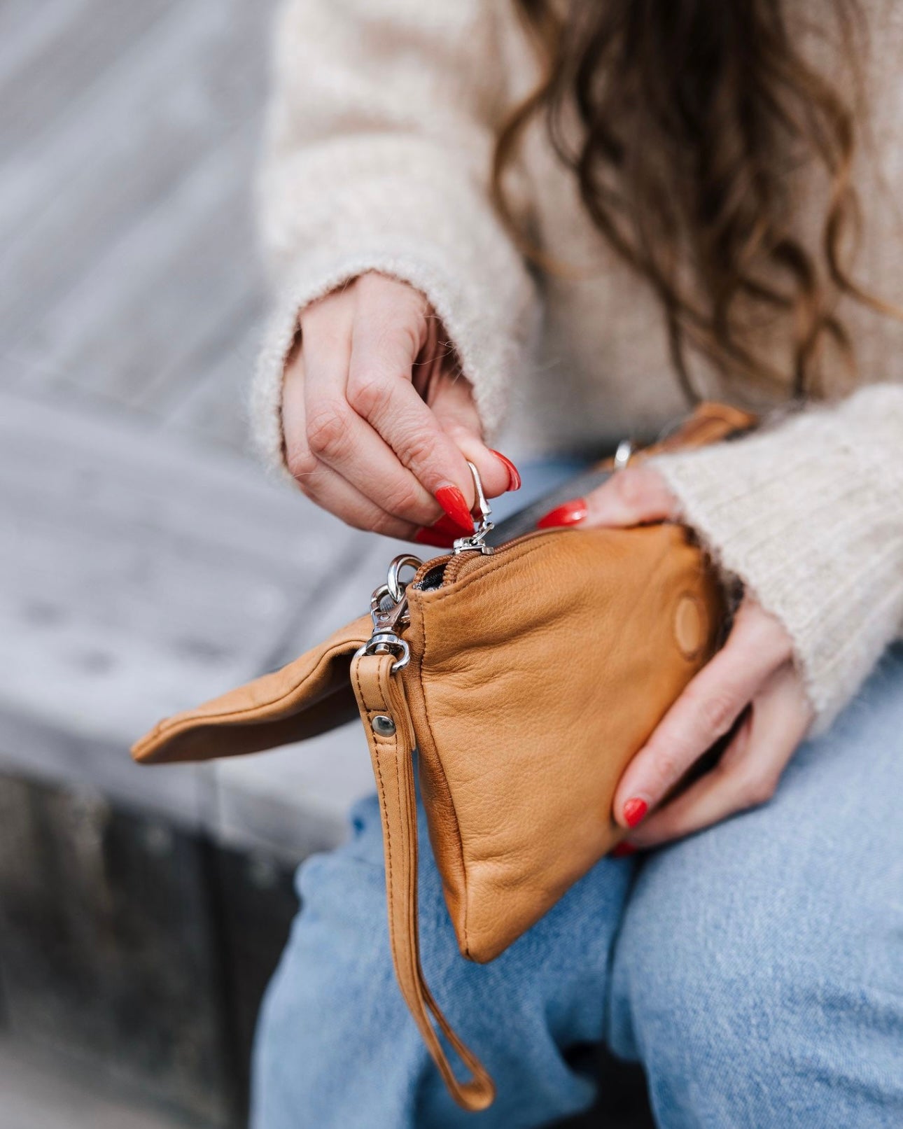 Tan wristlet clearance bag