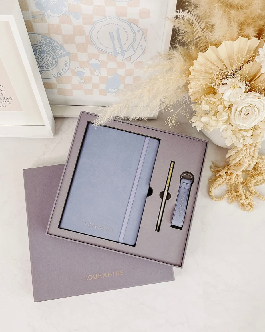 louenhide, london notebook gift set, lilac, stationery gift set, 